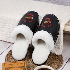 Black leather men’s slippers hells angels canada